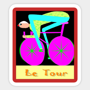 Le Tour : Abstract Psychedelic Bicycle Racing Advertising Print Sticker